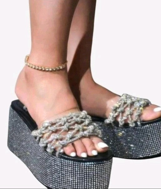 Cape Robbin "Jagger" Style Rhinestone Platform Slides: Guaranteed to Shine!0