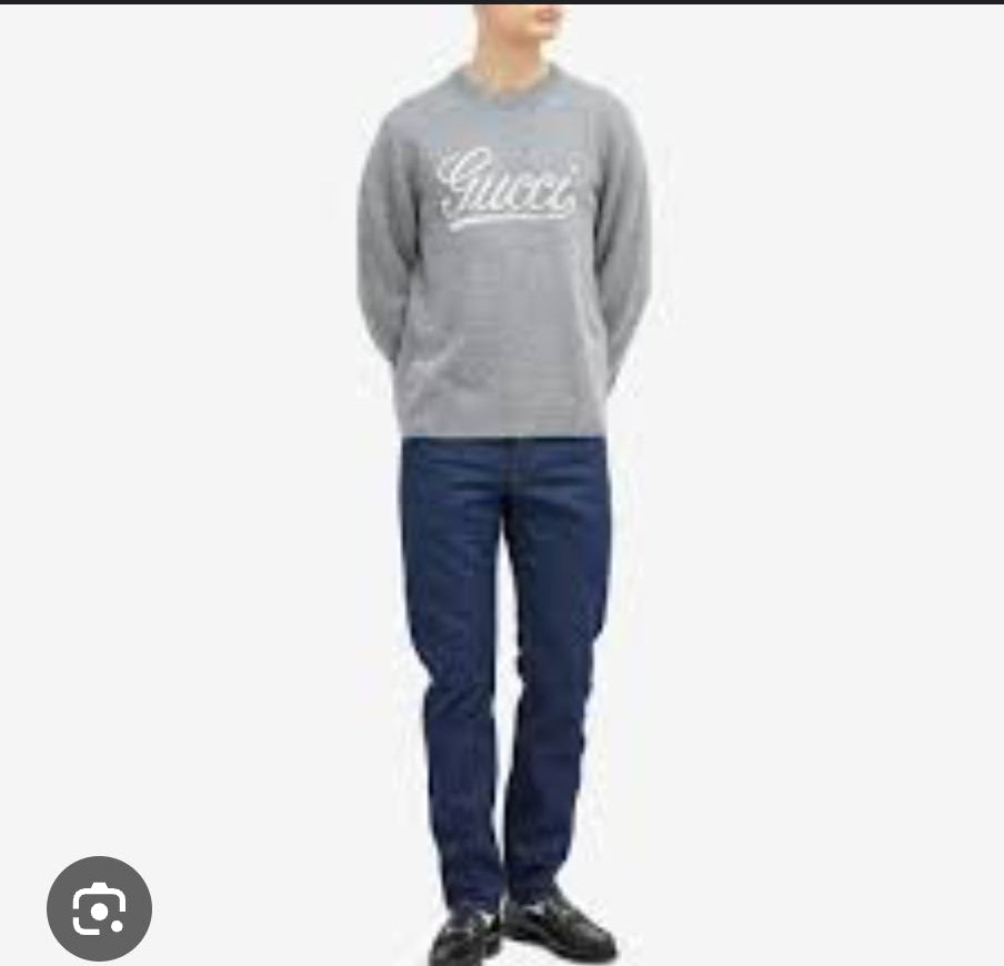 Authentic Gucci Grey Sweater Crew Neck