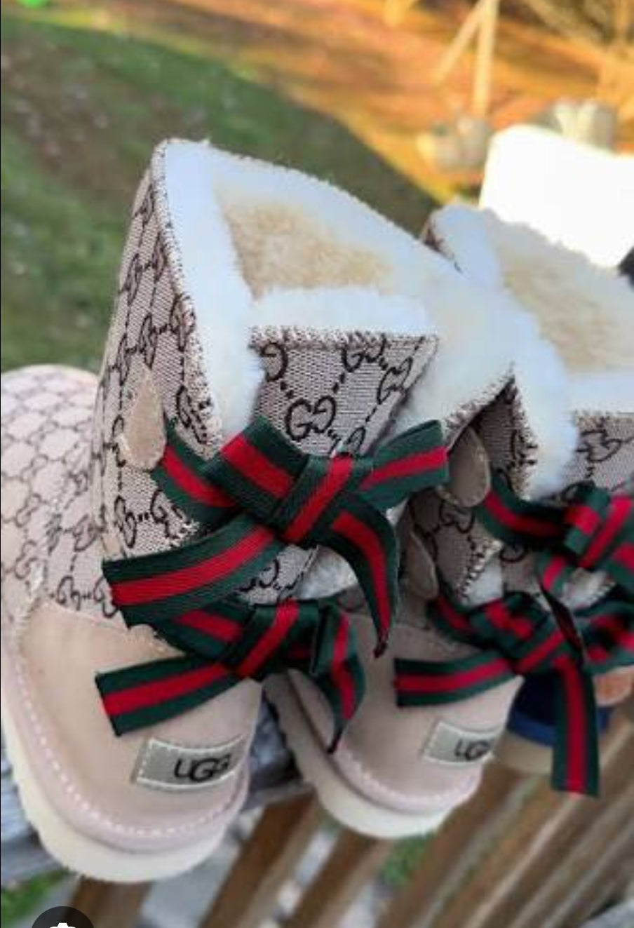 CreationzCloset Heirloom Monogram Shearling Bow Boot UGGZ