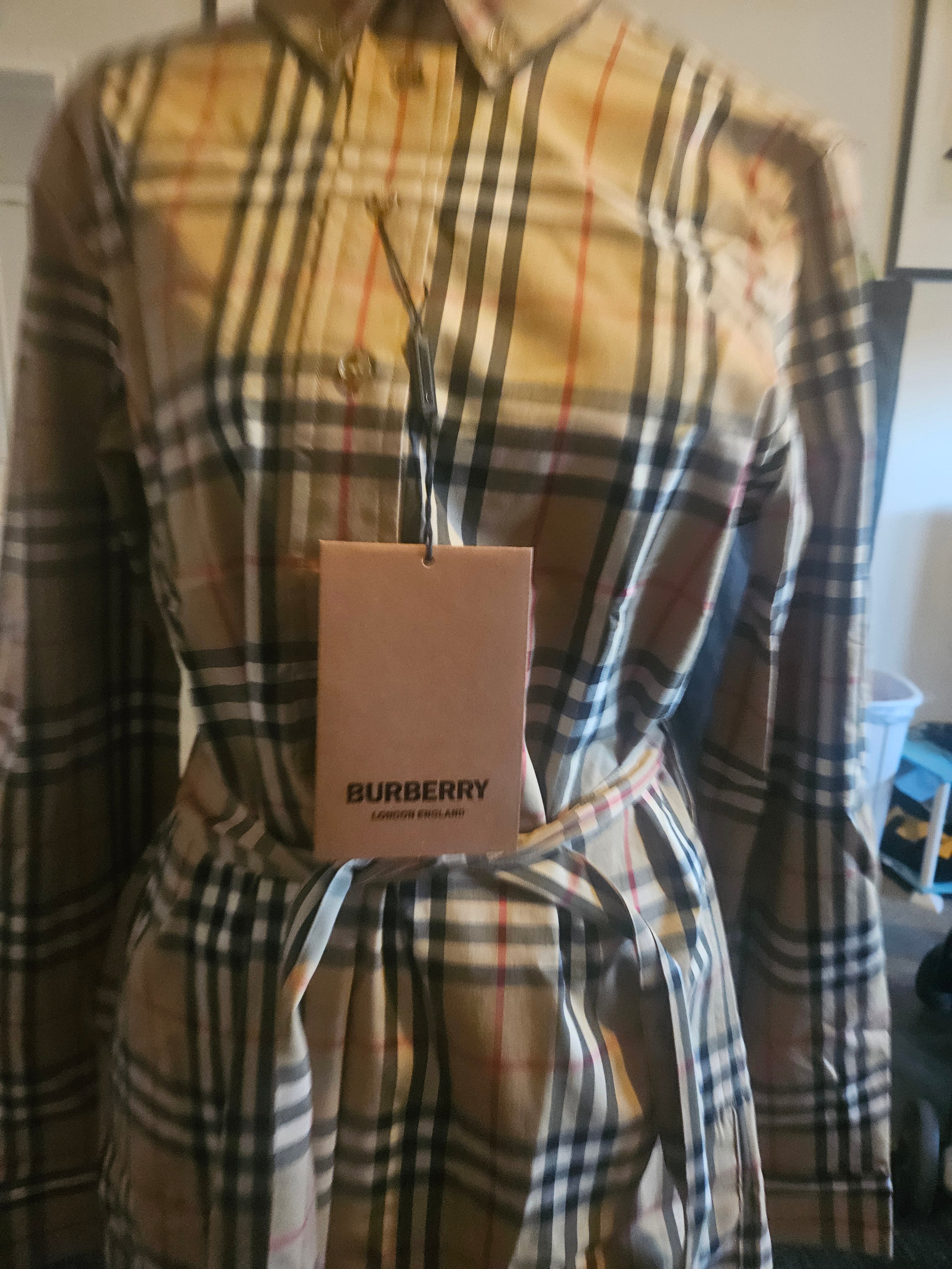 Burberry Vintage Check Plaid Belted Shirtdress Tunic