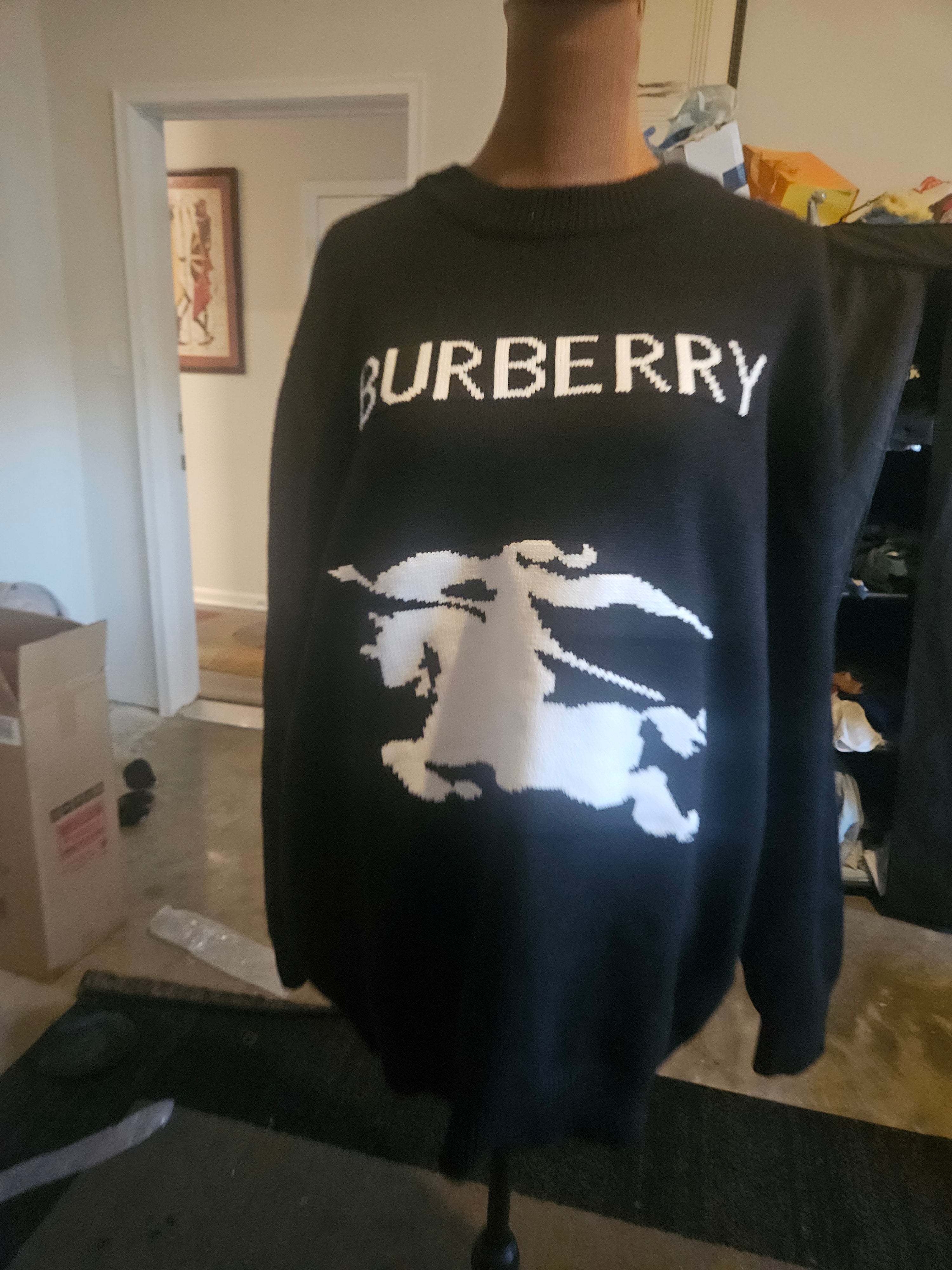 Burberry Equestrian Knight Wool-Cashmere Sweater.