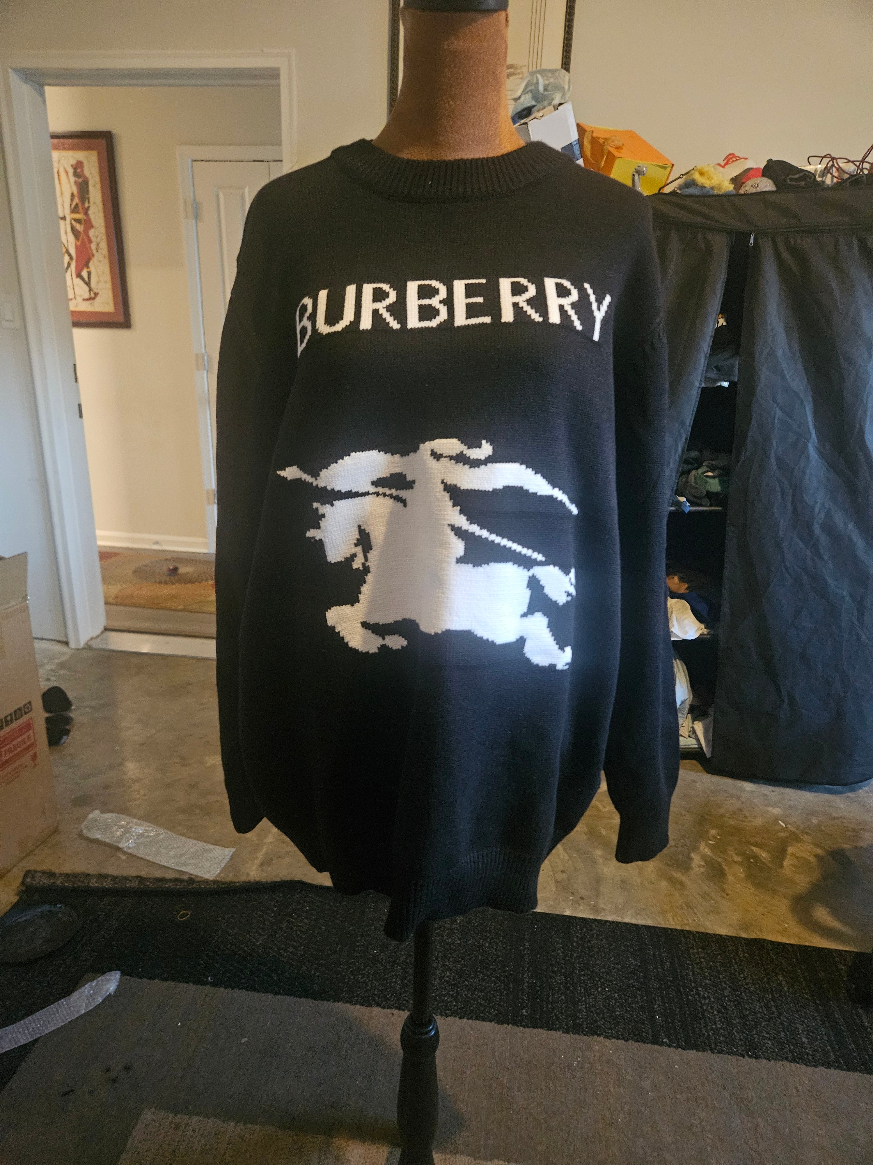 Burberry Equestrian Knight Wool-Cashmere Sweater.