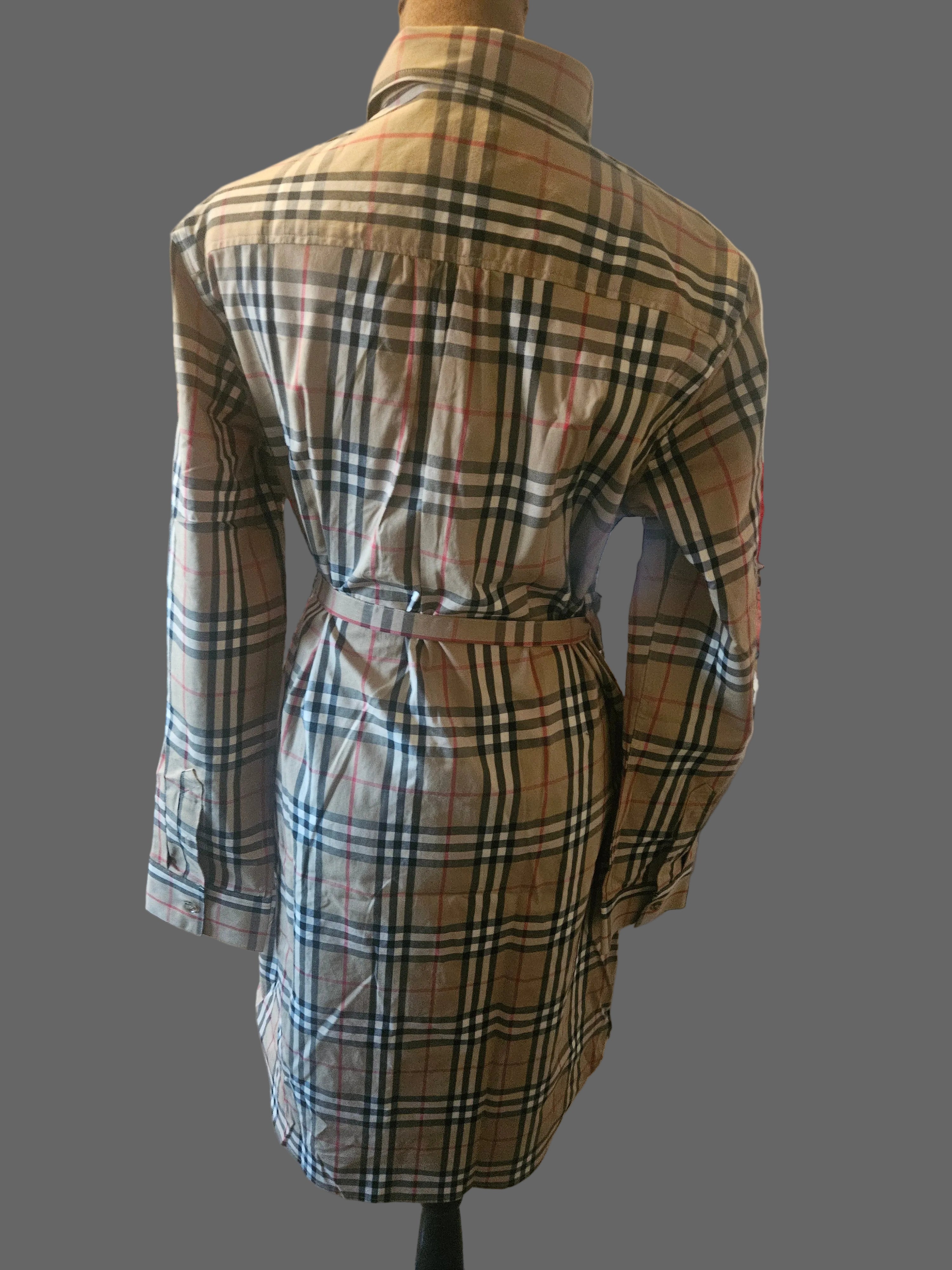 Burberry Vintage Check Plaid Belted Shirtdress Tunic